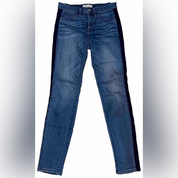 Madewell 9" Mid-Rise Skinny Jeans in Beattie Wash: Velvet Tuxedo Stripe Size 26 - Picture 4 of 11